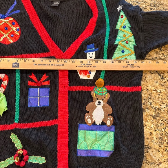 Work in Progress Gladys Bagley Vintage Christmas Ugly Sweater Cardigan sz medium - Picture 3 of 7